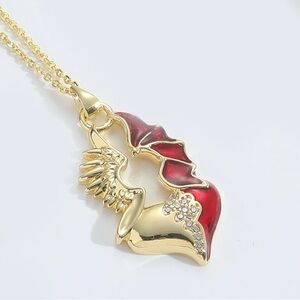 14K Gold Angel & Demon Wings W/ Pave Diamond Inlay Red Enamel Yin Yang Goth Punk